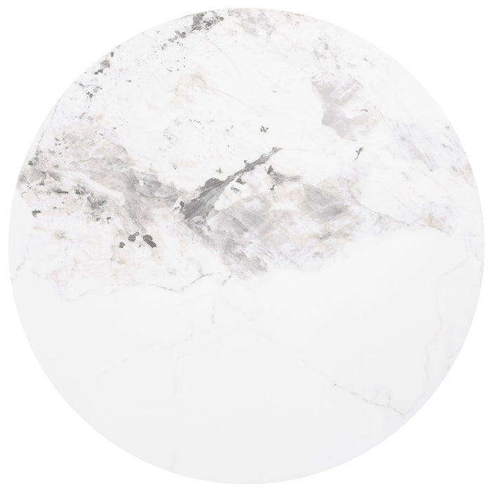 Rowena - Round Sintered Stone End Table - White Faux Marble