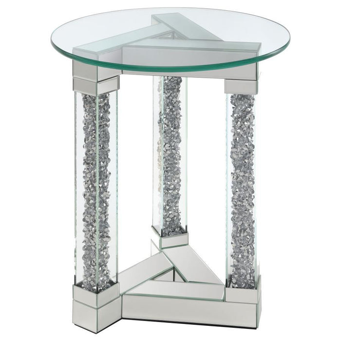 Octave - Square Glass Top Mirrored Acrylic End Table - Silver