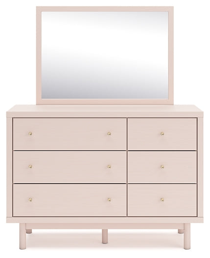 Wistenpine Full Upholstered Panel Bed with Mirrored Dresser