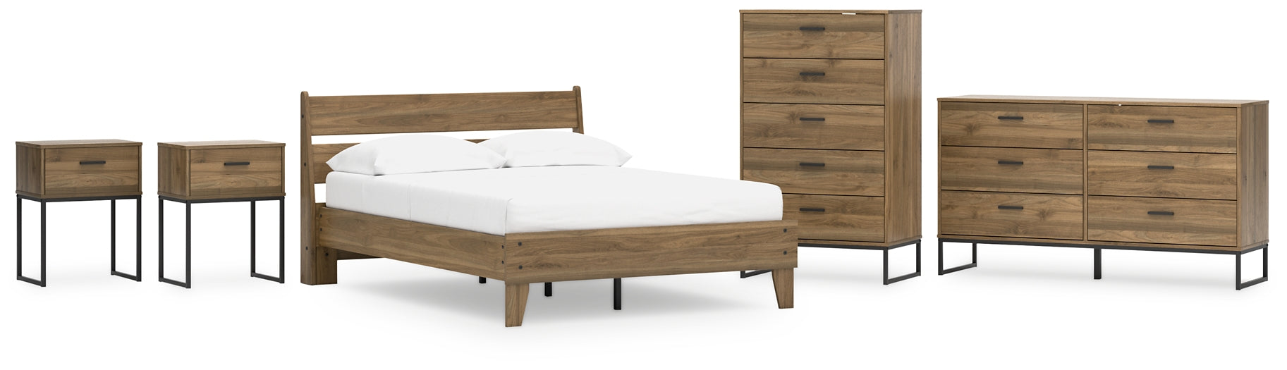 Ashley Express - Deanlow Full Platform Panel Bed with Dresser, Chest and 2 Nightstands