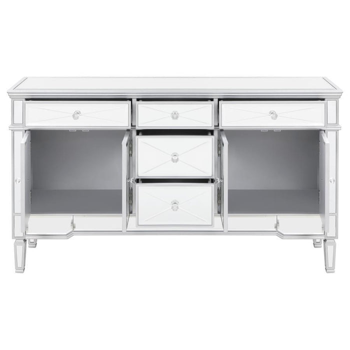 Duchess - 5-Drawer Mirrored Storage Accent Cabinet - Silver