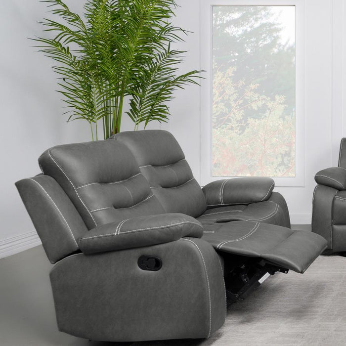 Nova - Upholstered Motion Reclining Loveseat - Dark Grey