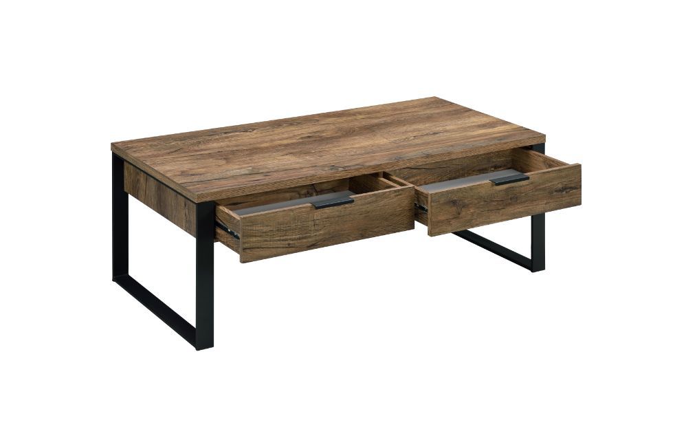 Aflo - Coffee Table - Weathered Oak & Black Finish