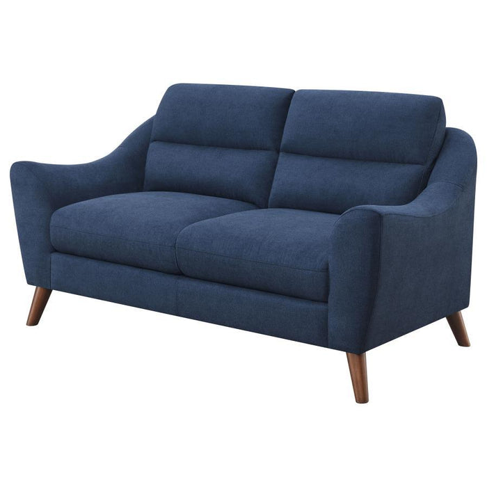 Gano - Sloped Arm Upholstered Loveseat - Navy Blue