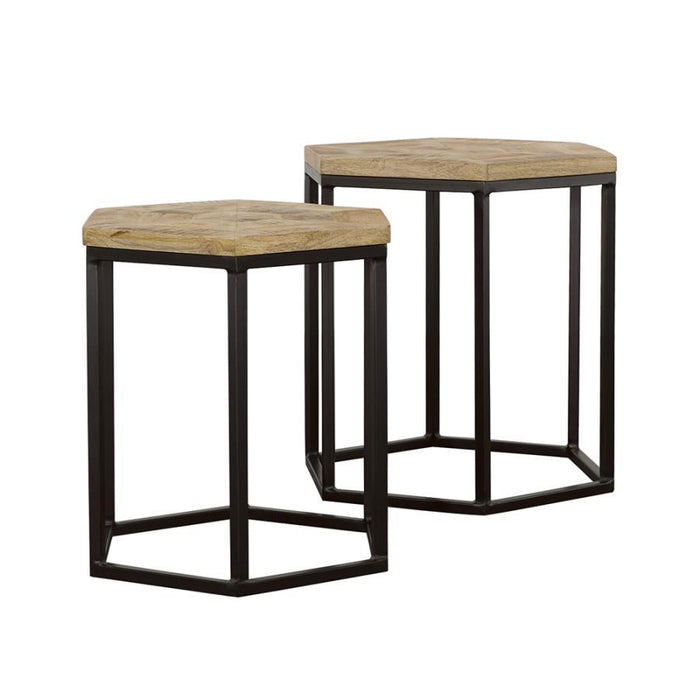 Adger - 2 Piece Hexagon Nesting Tables - Natural And Black