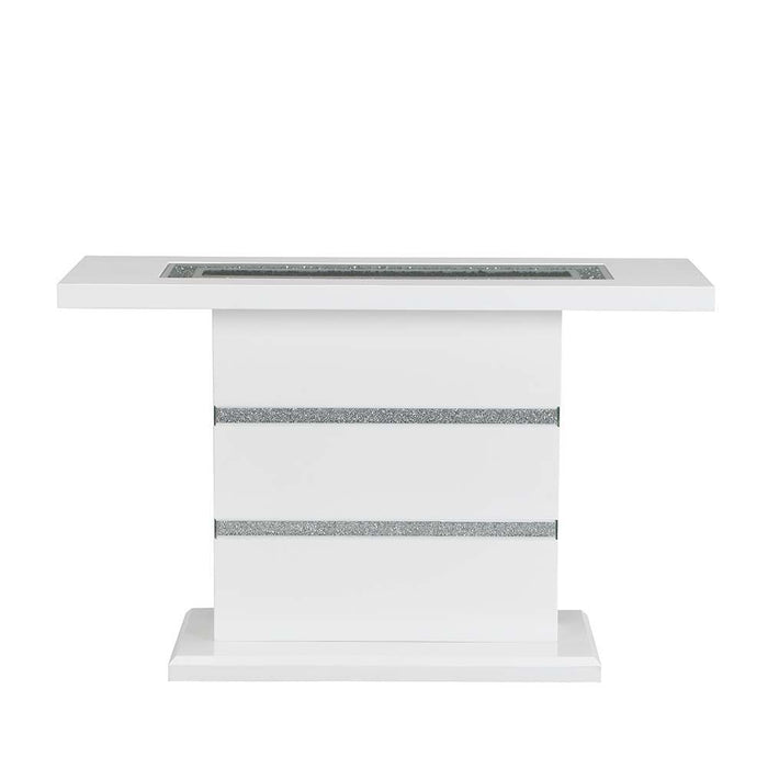 Elizaveta - Console Table - Faux Crystal Diamonds & White High Gloss Finish