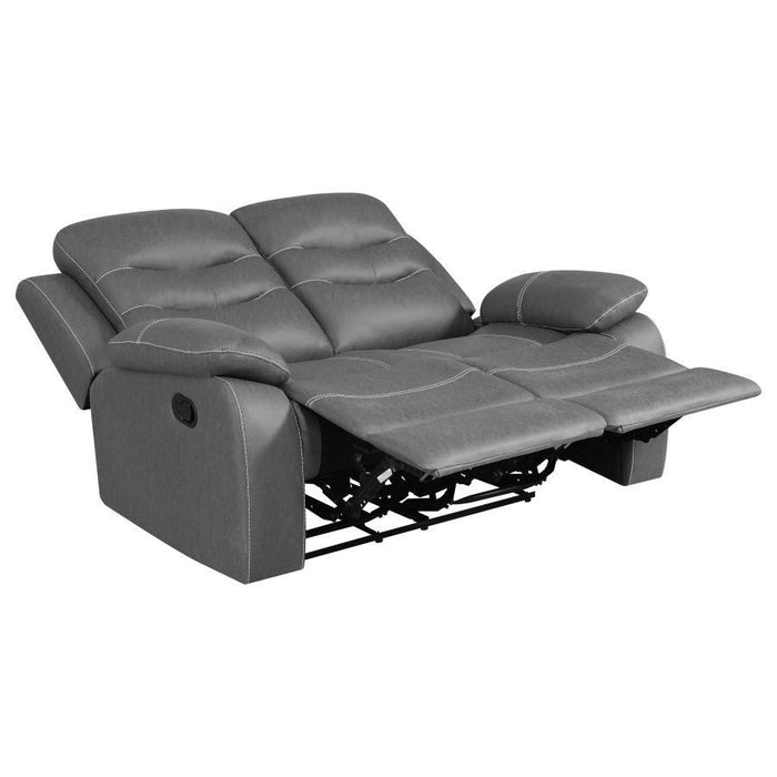 Nova - Upholstered Motion Reclining Loveseat - Dark Grey