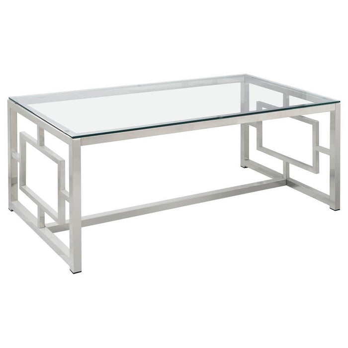 Merced - Rectangle Glass Top Coffee Table - Nickel