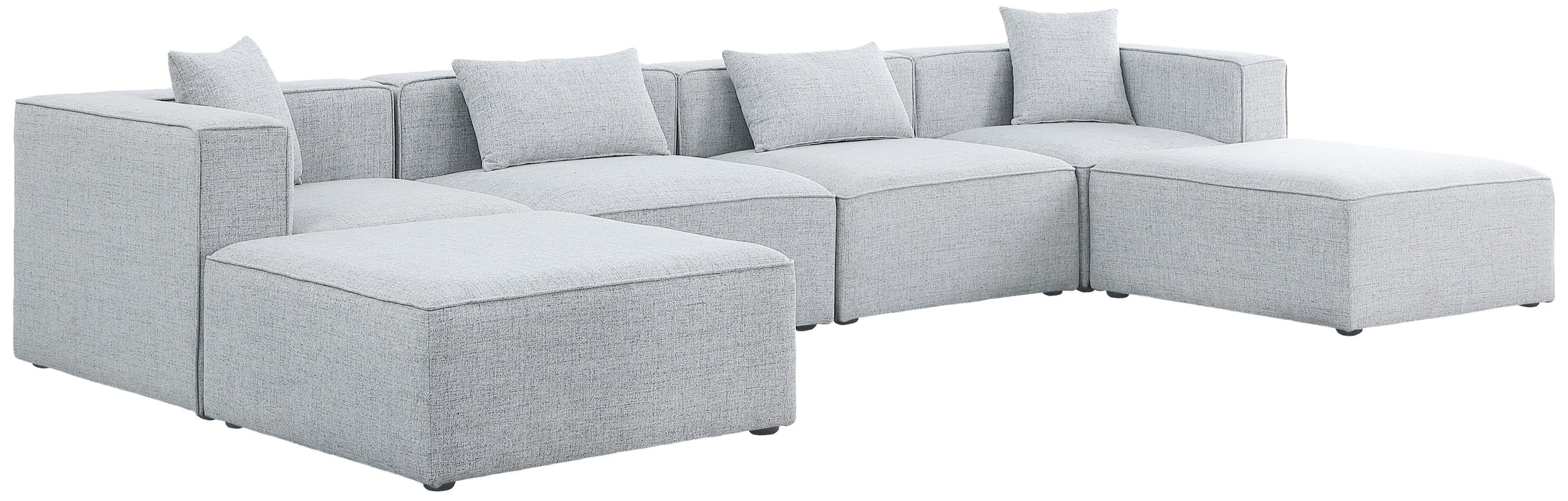 Cube - Modular Sectional 6 Piece - Gray - Fabric - Modern & Contemporary