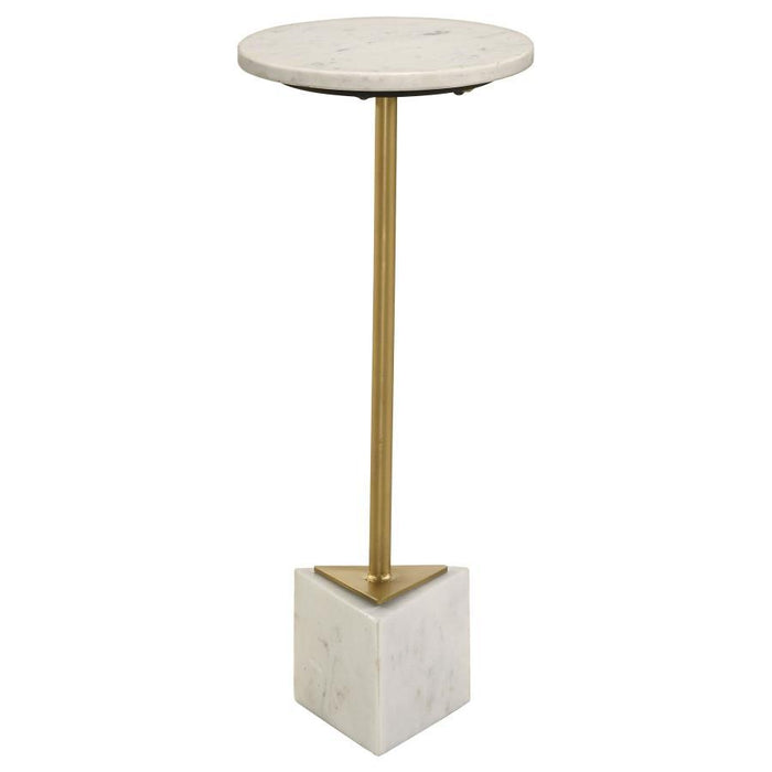 Fulcher - Round Metal Side Table - White And Gold