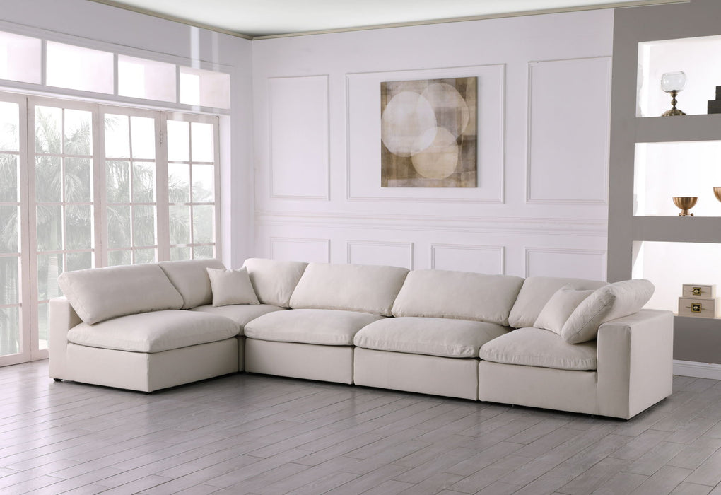 Plush - Velvet Standart Comfort Modular Sectional 5 Piece - Cream