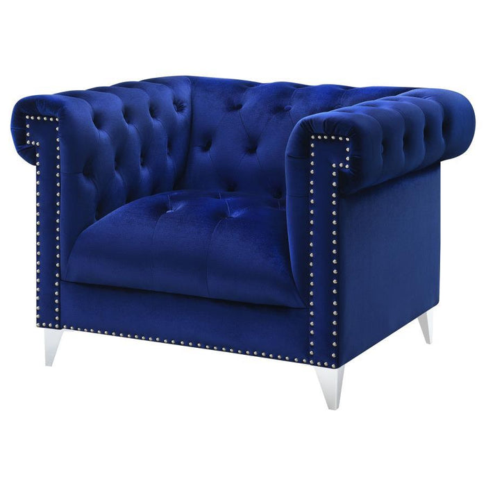 Bleker - Tufted Tuxedo Arm Chair - Blue