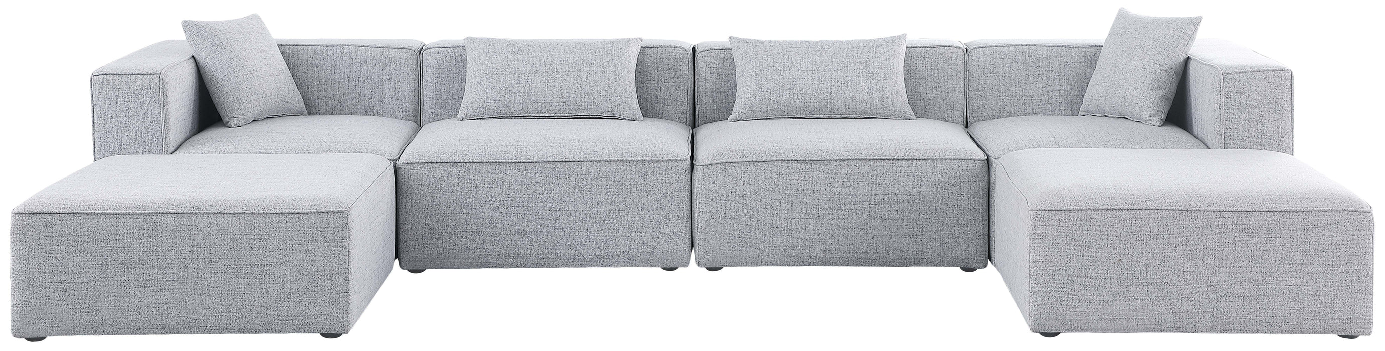 Cube - Modular Sectional 6 Piece - Gray - Fabric - Modern & Contemporary