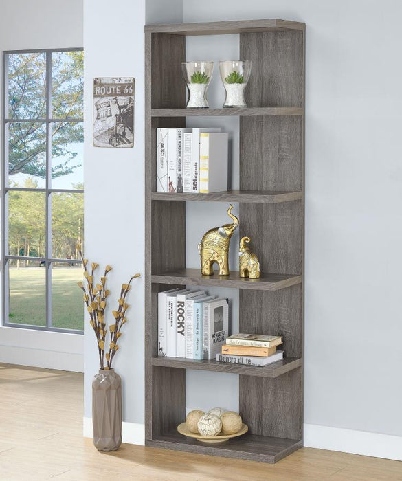 Harrison - 5-Tier Bookcase - Weathered Gray