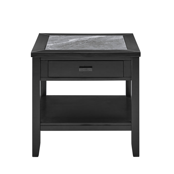 Garvine - Sintered Stone End Table - Black