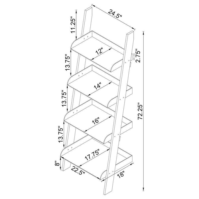 Amaturo - 4-Shelf Acrylic Ladder Bookshelf - Clear