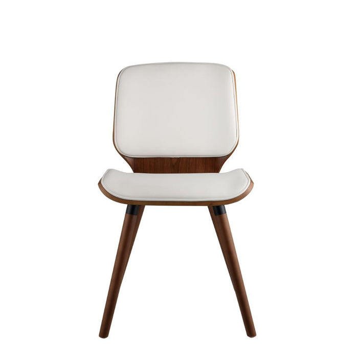 Nemesia - Accent Chair - White PU & Walnut