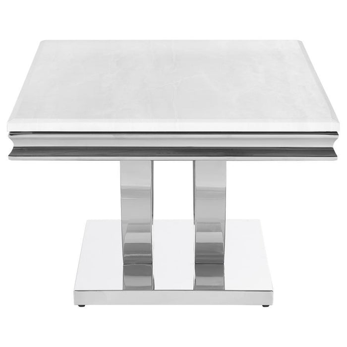 Kerwin - U-Base Rectangle Coffee Table - White And Chrome