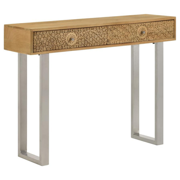 Draco - Console Table With Hand Carved Drawers - Natural