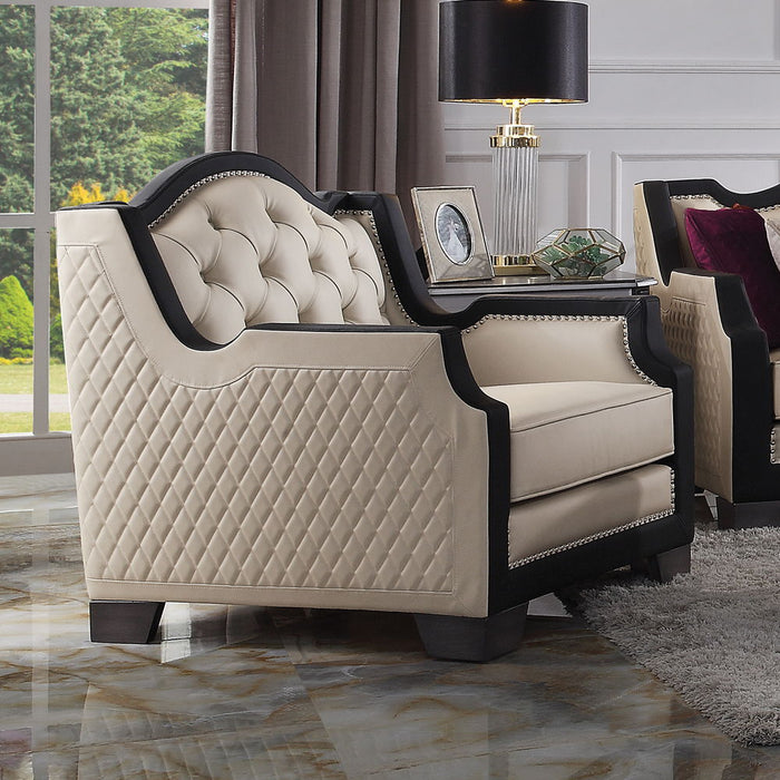 House - Beatrice Chair - Beige PU, Black PU & Charcoal Finish