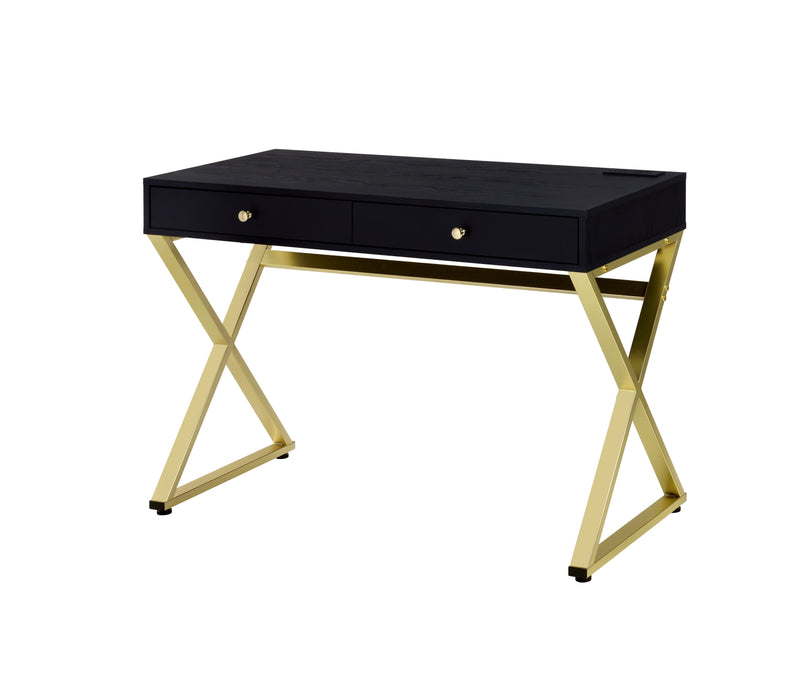 Coleen - Vanity Desk - Black & Brass Finish - 31"