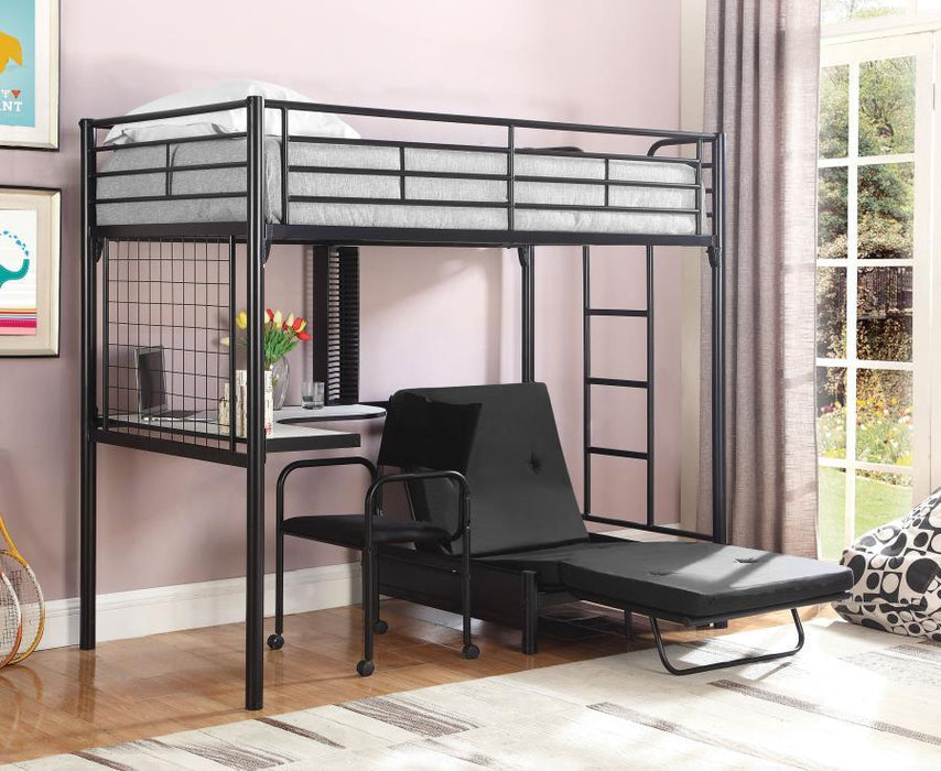 Jenner - Twin Futon Workstation Loft Bed - Black