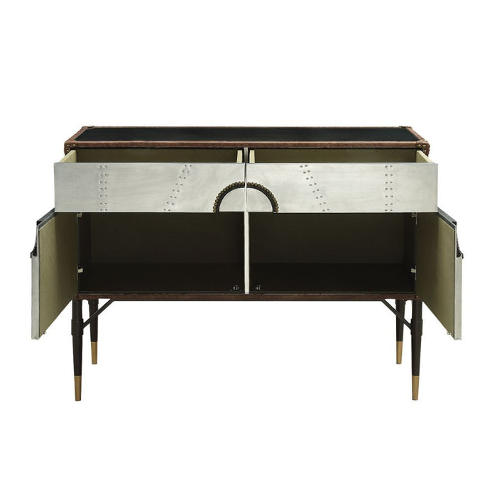 Brancaster - Accent Table - Top Grain Leather & Aluminum