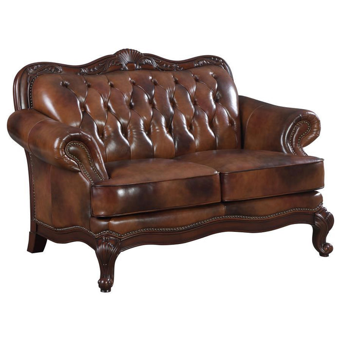 Victoria - Tufted Back Loveseat - Tri-Tone And Brown