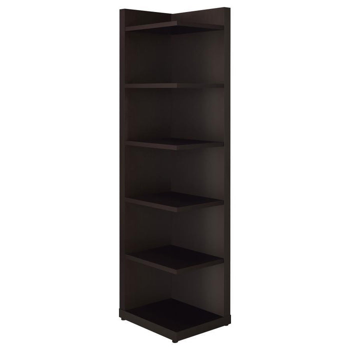 Alder - 6-Tier Corner Bookcase - Cappuccino