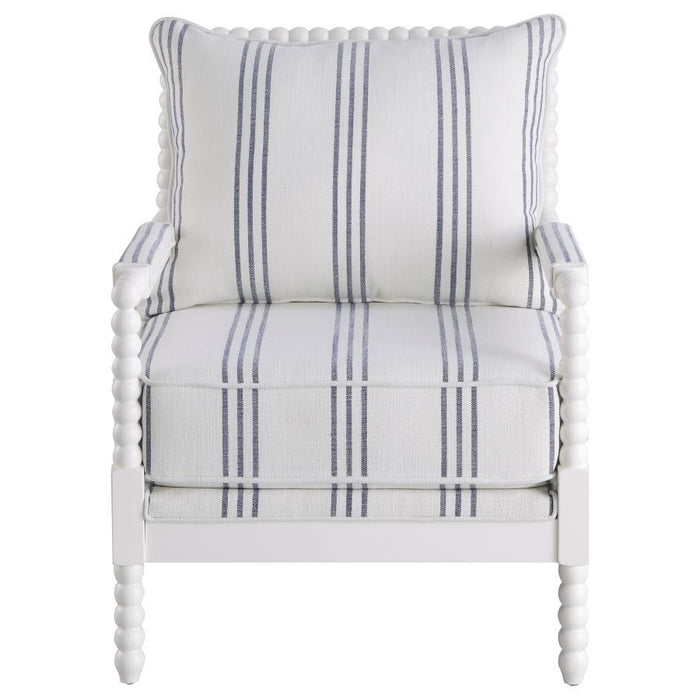 Blanchett - Upholstered Accent Chair With Spindle Accent - White And Navy