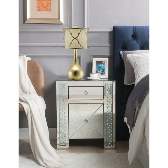 Maisha - Accent Table - Mirrored & Faux Crystals