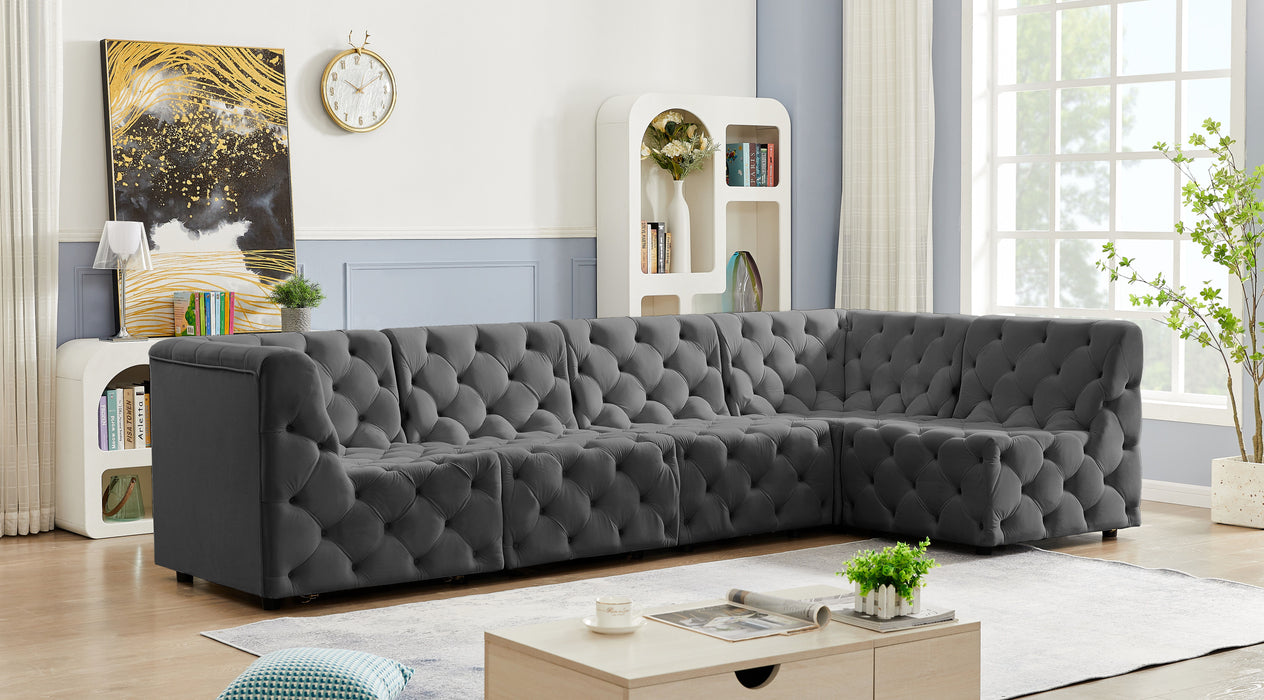 Tuft - Modular Sectional 5 Piece - Gray - Fabric