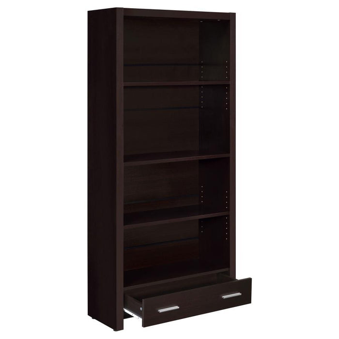 Skylar - 5-Shelf Bookcase With Storage Drawer - Cappuccino