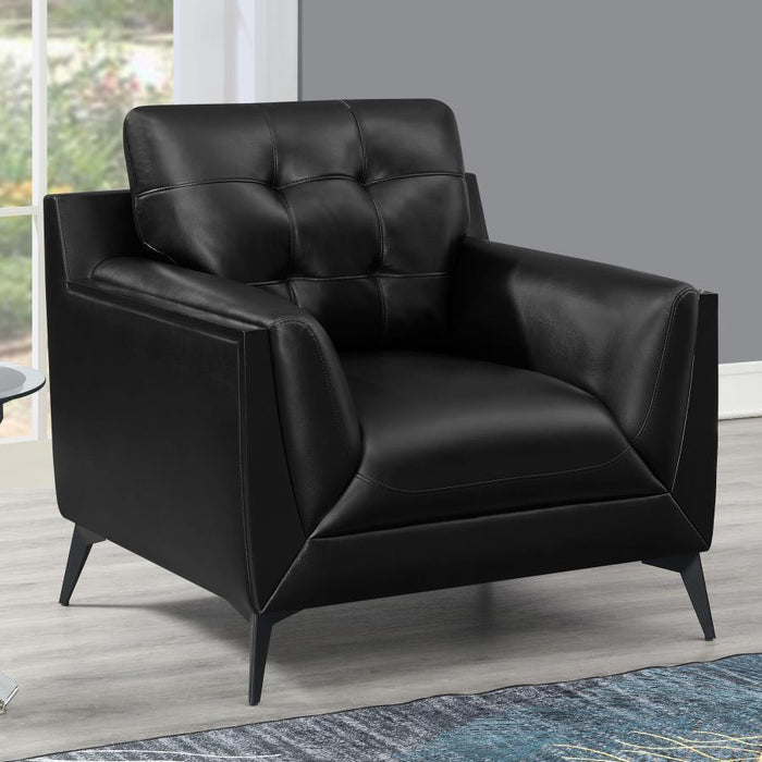 Moira - Upholstered Tufted Chair With Track Arms - Black