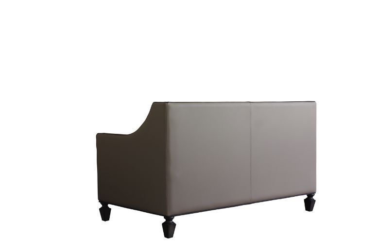 House - Beatrice Loveseat - Tan PU, Black PU & Charcoal Finish