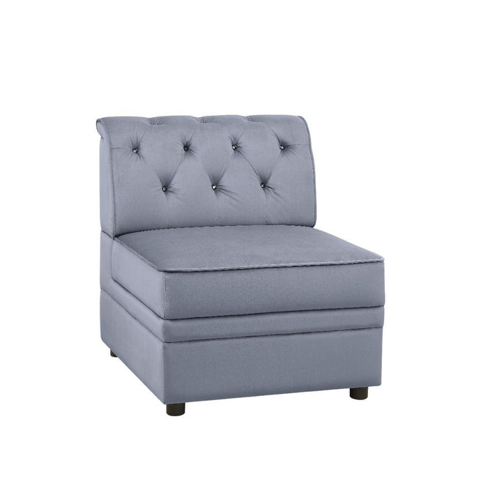 Bois II - Armless Chair - Gray Velvet