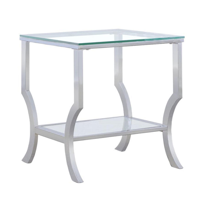 Saide - Square End Table With Mirrored Shelf - Chrome