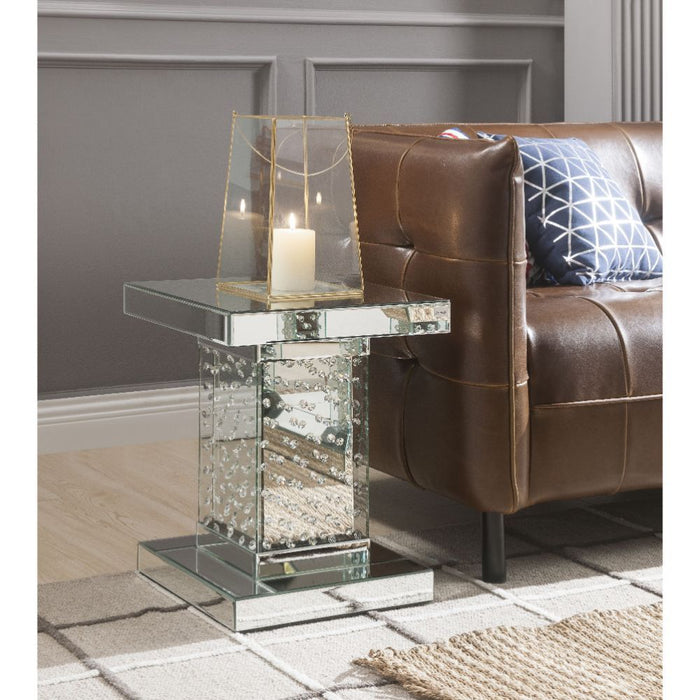 Nysa - End Table - Mirrored & Faux Crystals - 20"