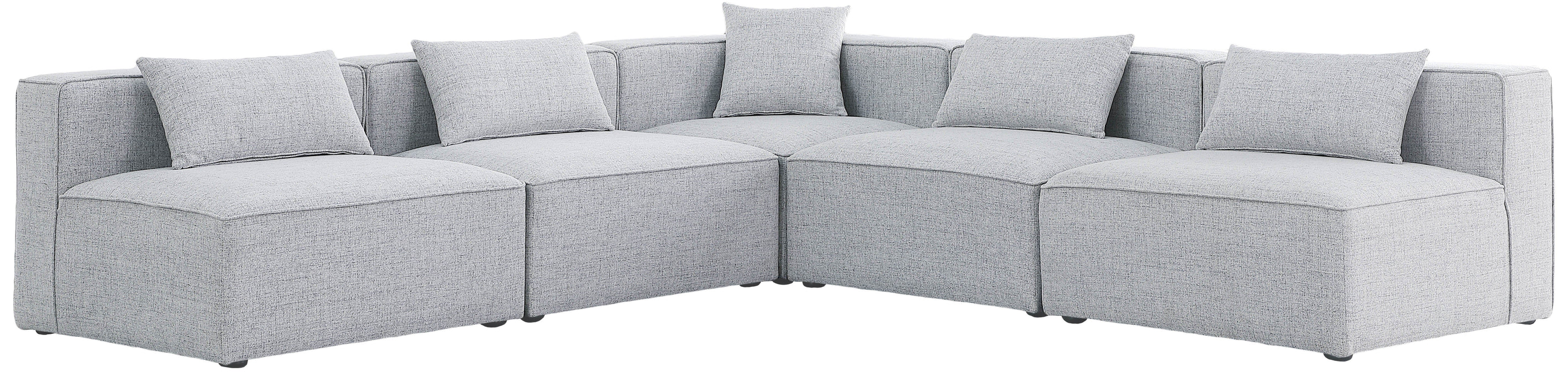 Cube - Modular Sectional 5 Piece - Gray - Fabric - Modern & Contemporary