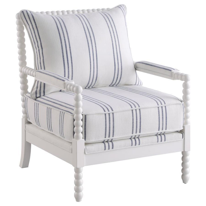 Blanchett - Upholstered Bobbin Accent Chair - White And Navy