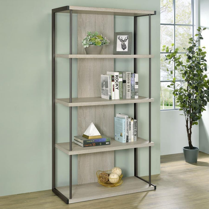 Loomis - 4-Shelf Bookcase - Whitewashed Gray - Wood