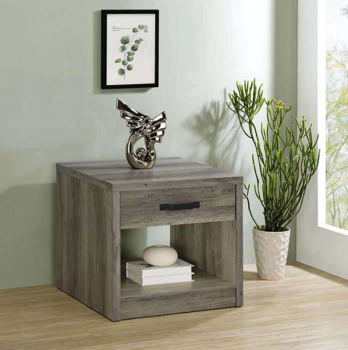 Felix - 1-Drawer Square Engineered Wood End Table - Gray Driftwood