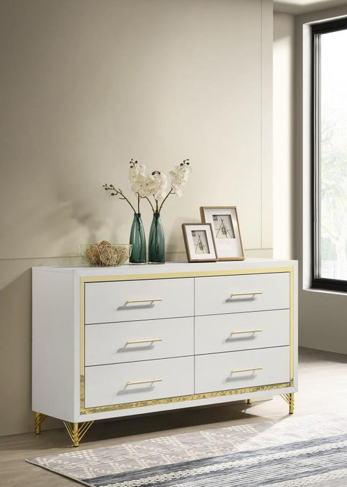 Lucia - 6-Drawer Bedroom Dresser - White