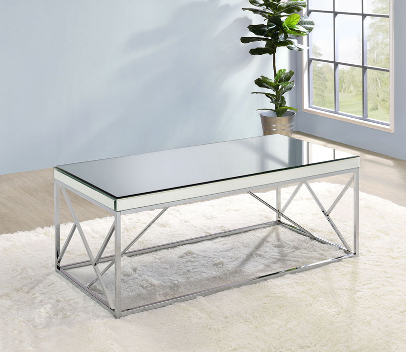 Evelyn - Mirror Top Cocktail Table - Gray