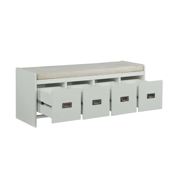 Berci - Bench - Beige Fabric & White