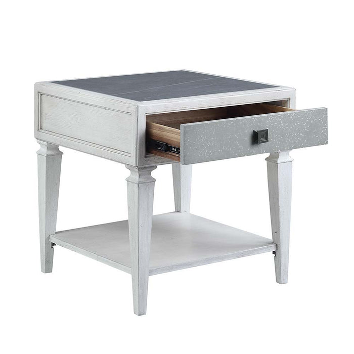 Katia - End Table - Rustic Gray & Weathered White Finish