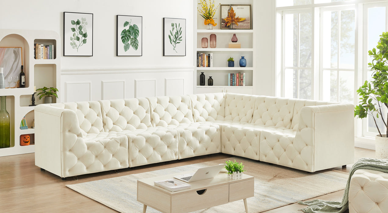 Tuft - Modular Sectional 6 Piece - Cream - Fabric