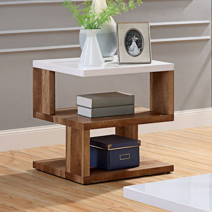 Majken - End Table - White / Natural Tone