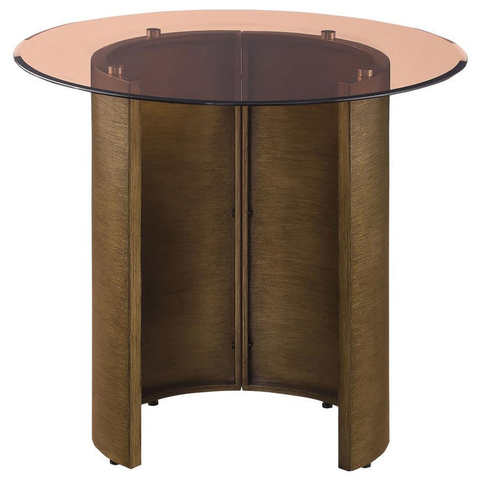 Morena - Round End Table With Tawny Tempered Glass Top Brushed - Bronze