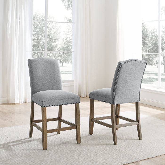 Grayson - Counter Chair With Nailhead (Set of 2) - Dark Gray